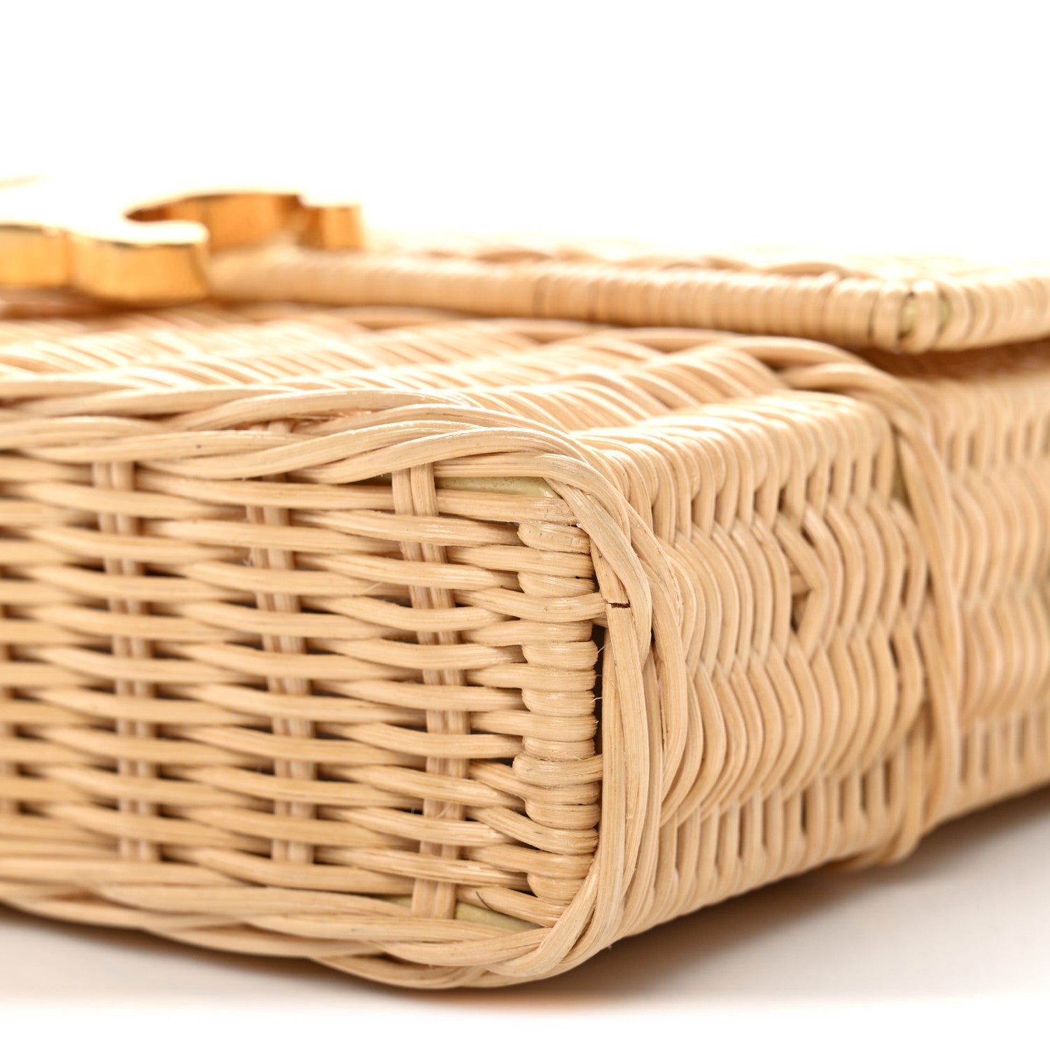Wicker Calfskin Claude Shoulder Bag Natural
