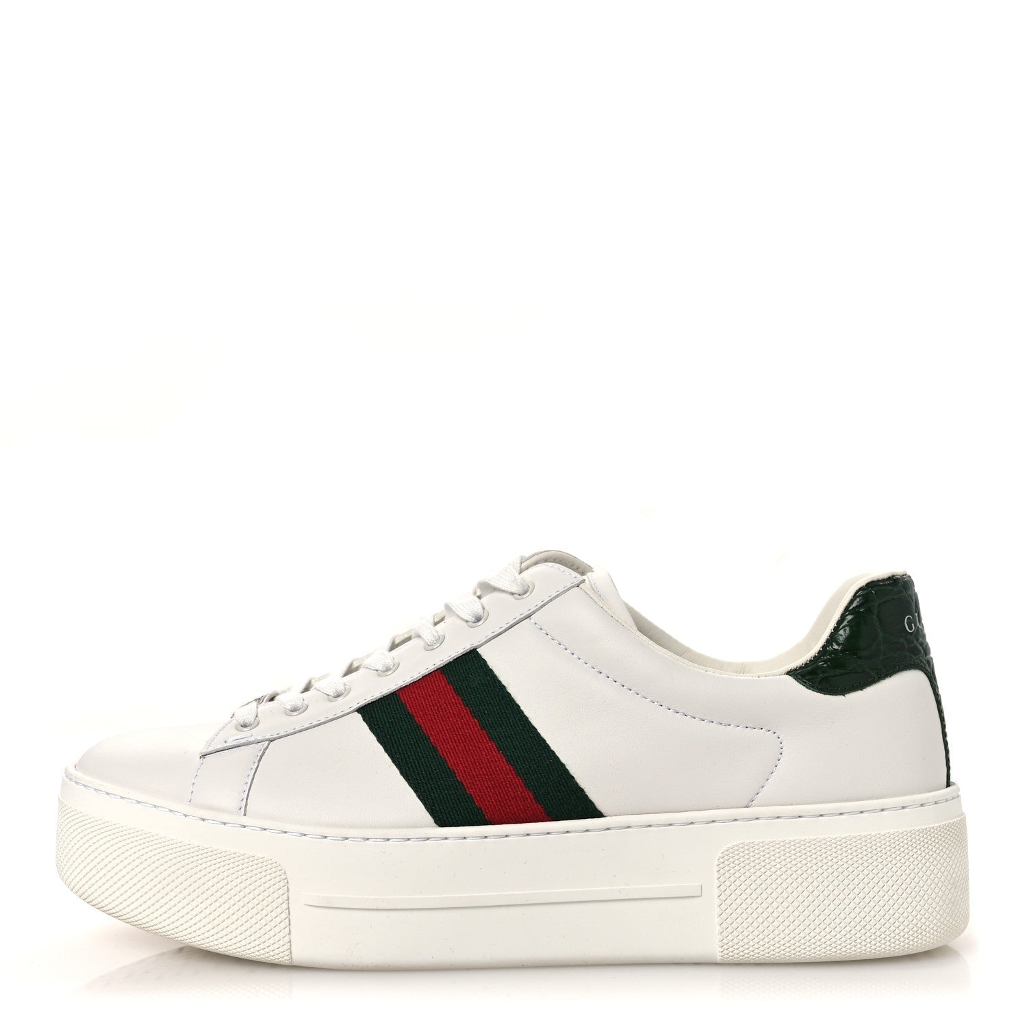 Ultralight Plume Calfskin Web Womens Ace Platform Sneakers 39.5 White