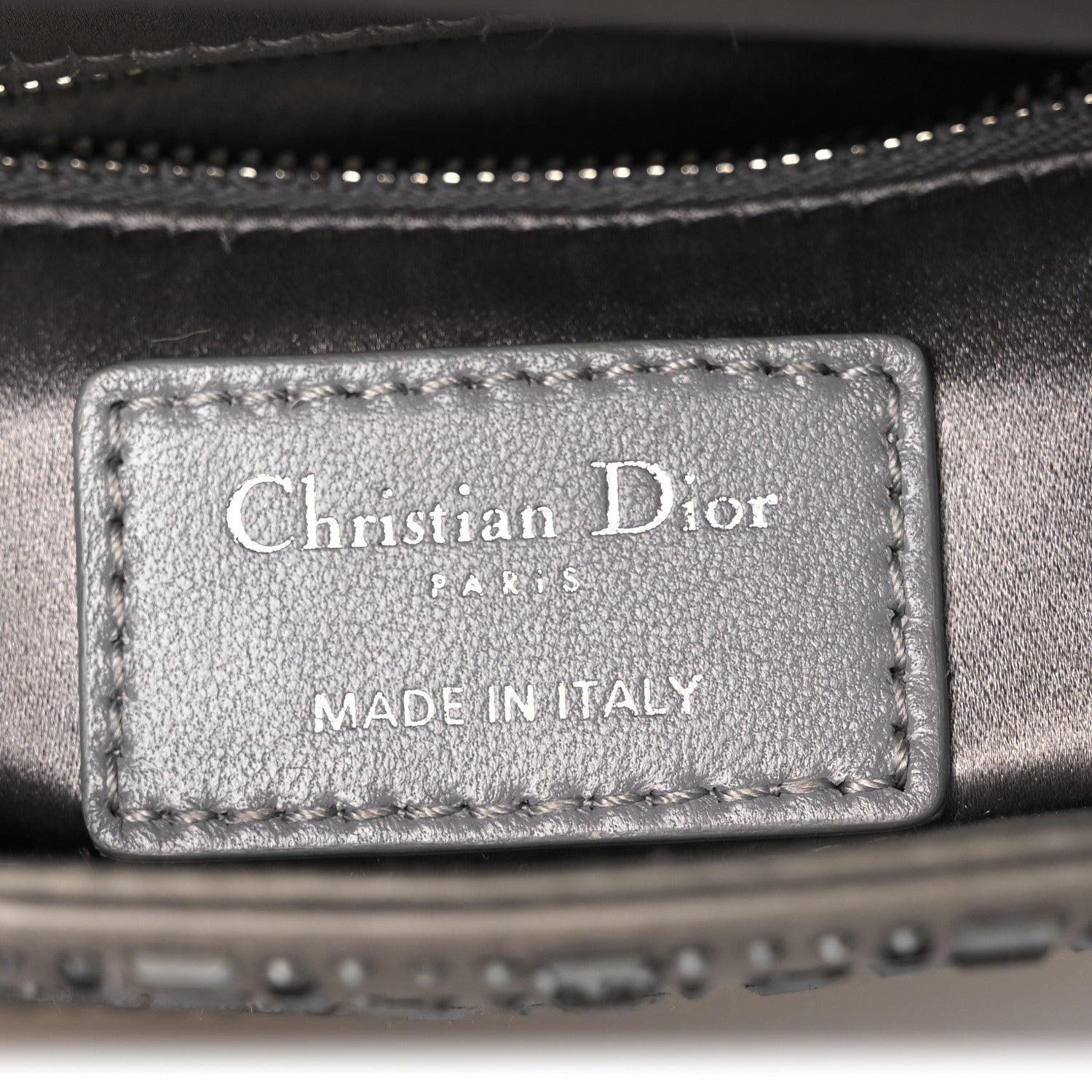 Satin Crystal Cannage Mini Lady Dior Gray