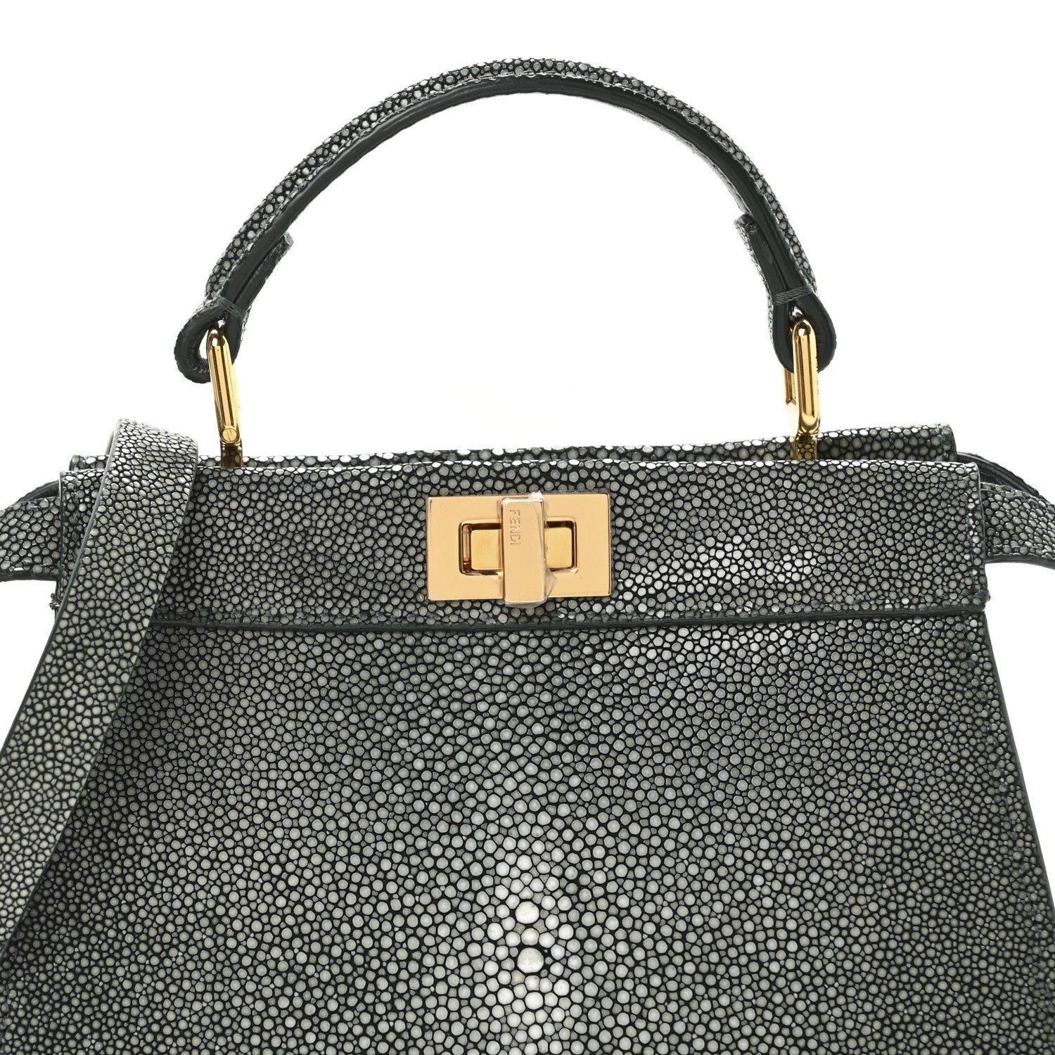 Stingray Shiny Nappa Petite Peekaboo I SEE U Satchel Verde Inglese