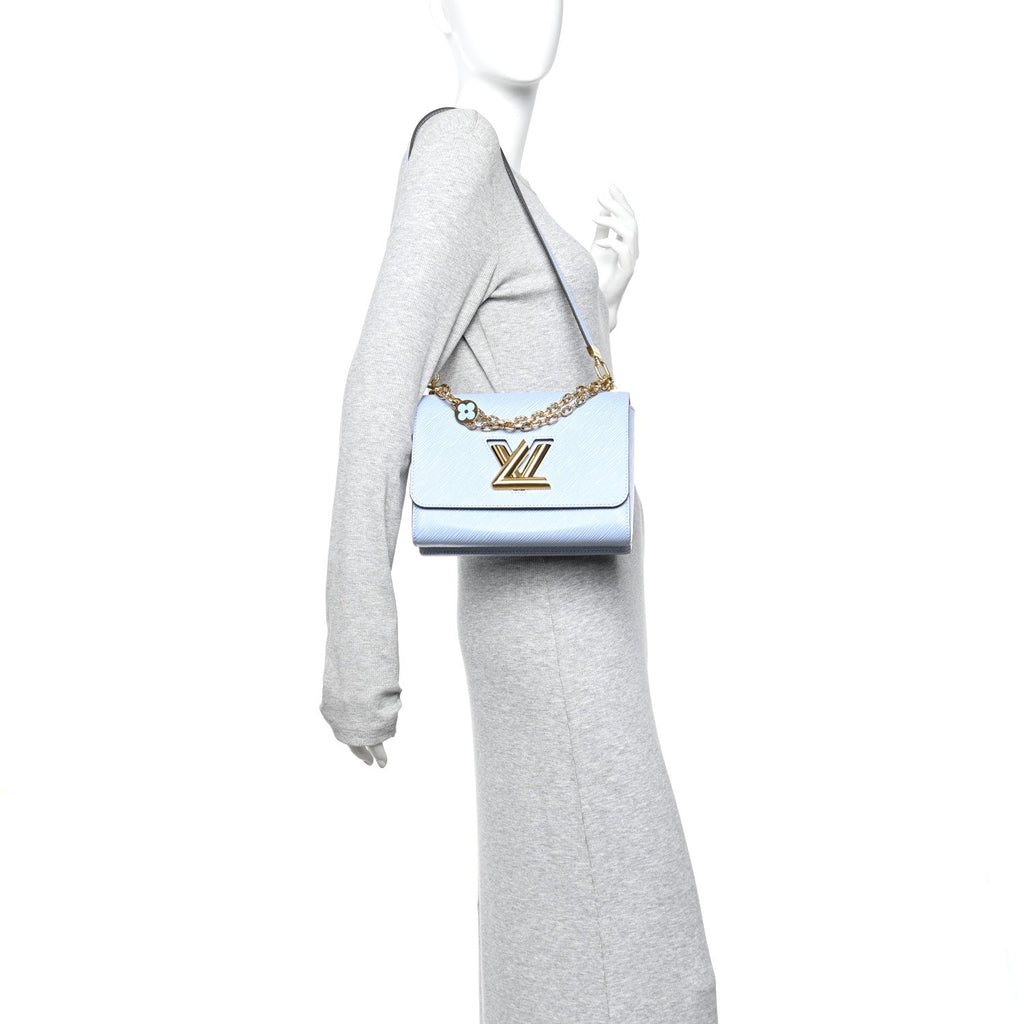 Epi Twist Monogram Flower Chain Shoulder Bag MM Blue