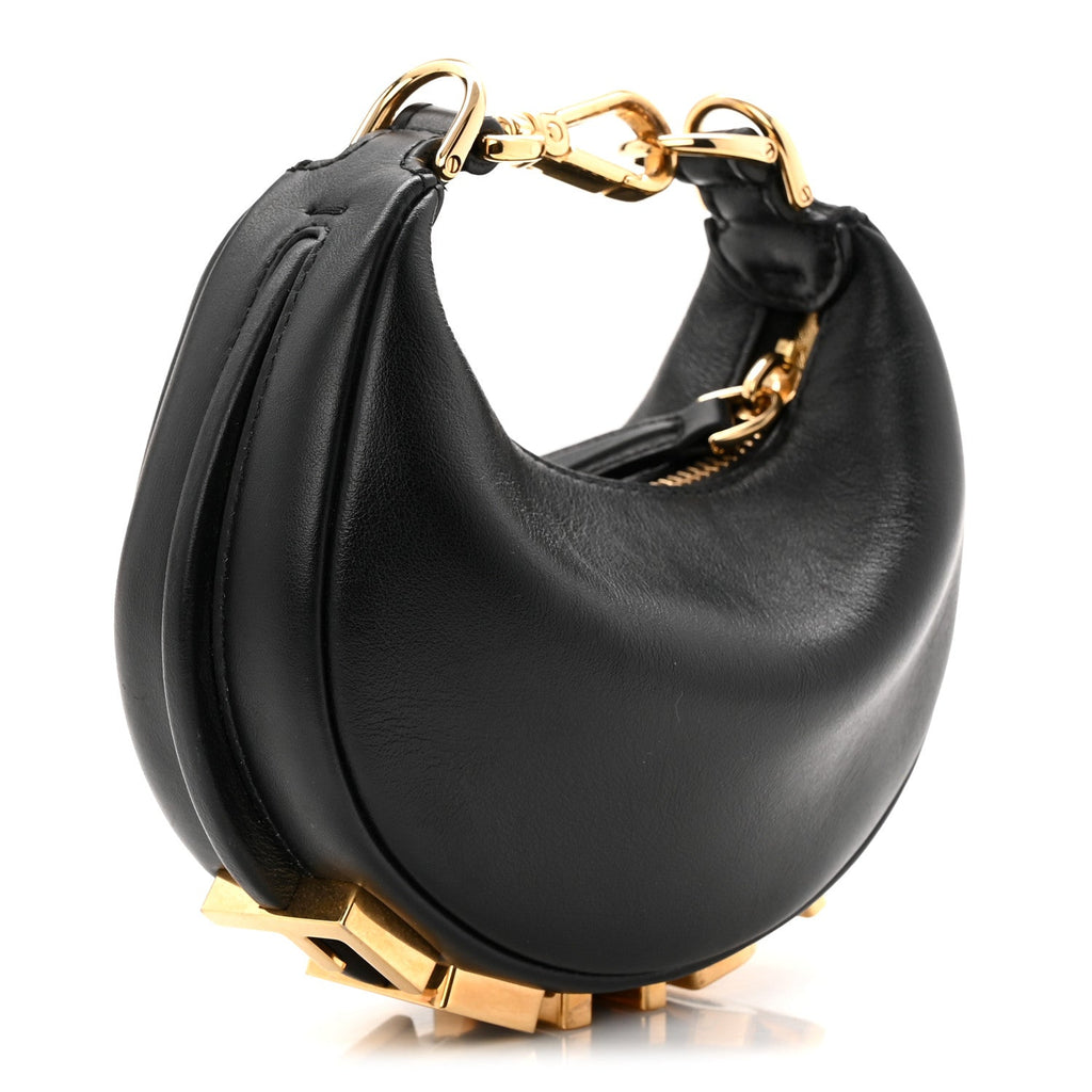 Vitello Grace Matte Nano Fendigraphy Hobo Charm Black