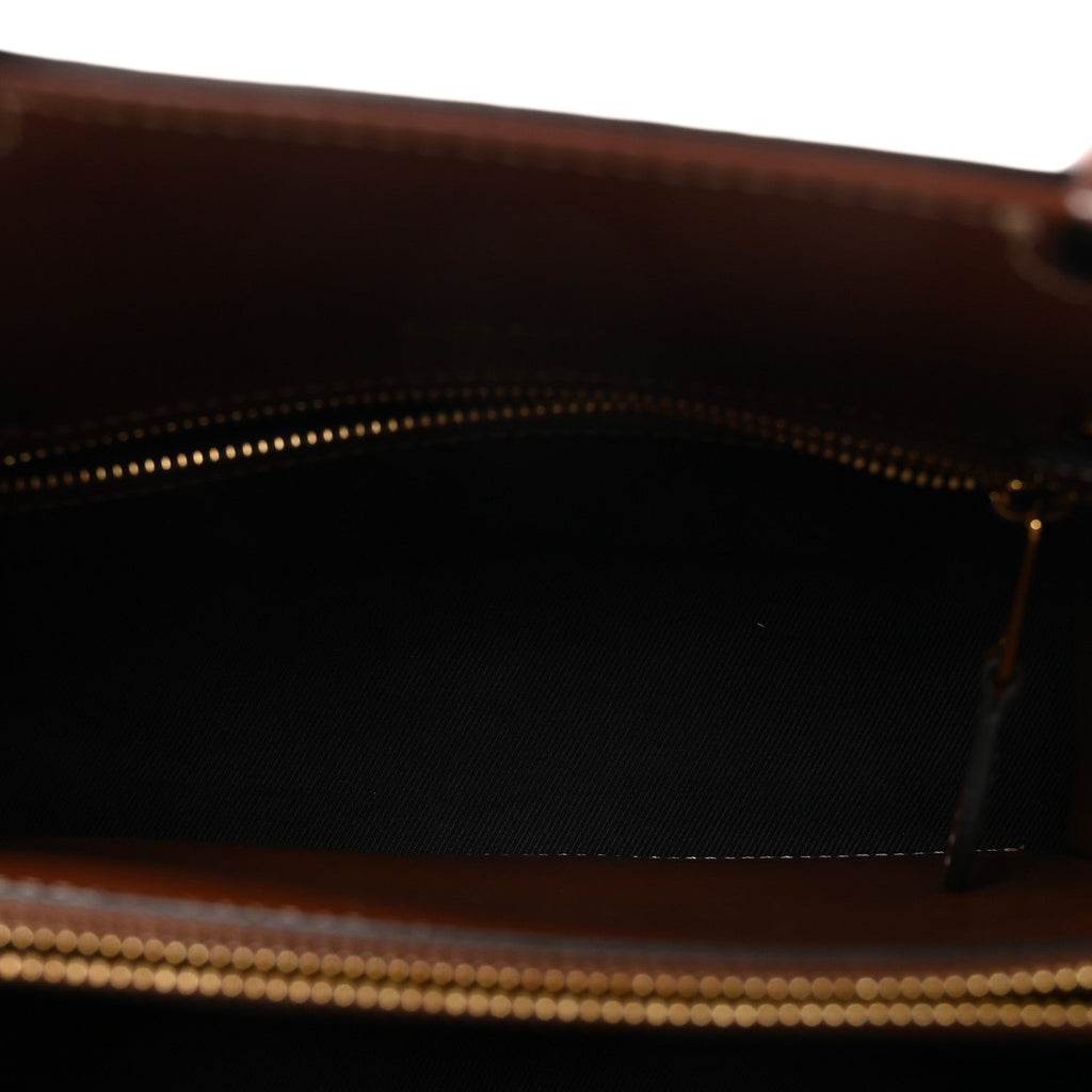 Calfskin Vintage Check Two Handle Title Bag Archive Beige