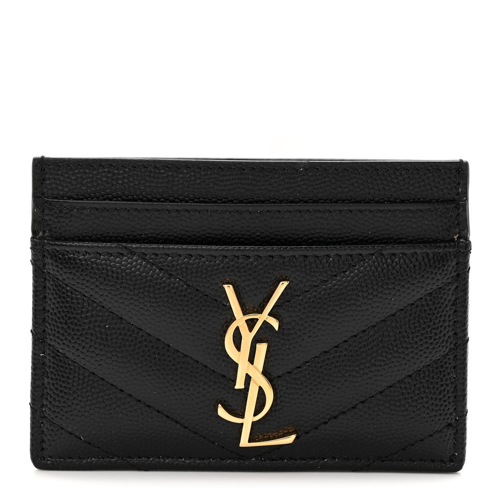 Grain De Poudre Matelasse Chevron Monogram Credit  Case Black