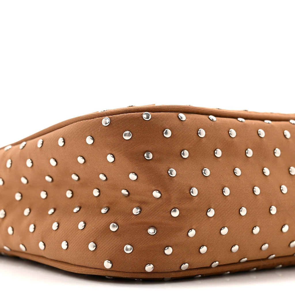 Tessuto Nylon Studded Mini Re-Edition Bag Brandy