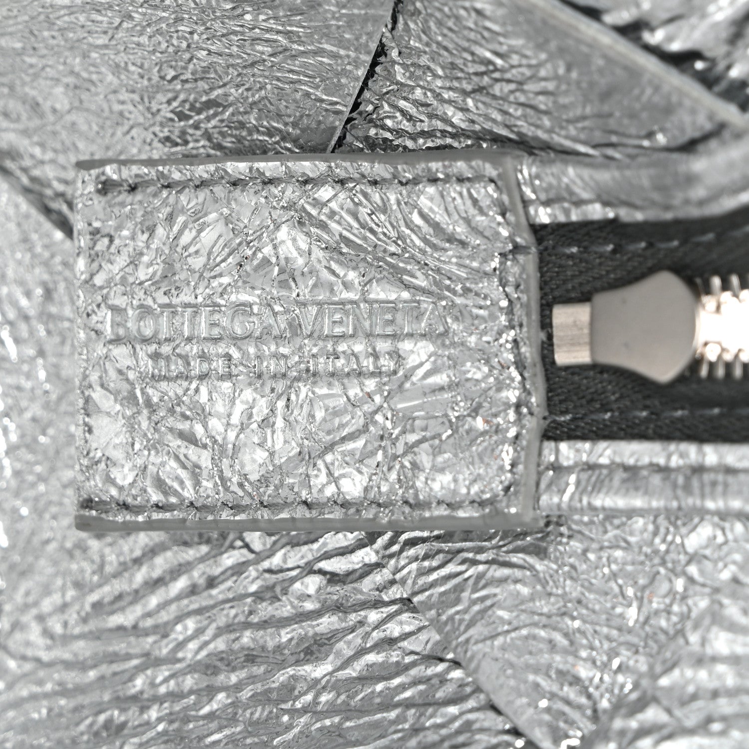 Metallic Crinkled Lambskin Maxi Intrecciato Small Cassette Camera Bag Silver