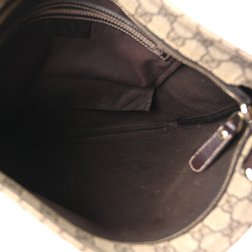 GG Supreme Monogram Medium Flat Messenger Bag Dark Brown