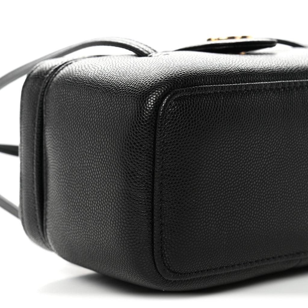 Shiny Caviar Preppy Coco Long Vanity With Strap Black