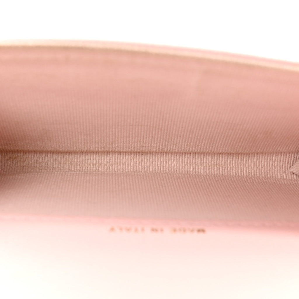 Caviar Quilted Crystal CC Flap  Holder Pink