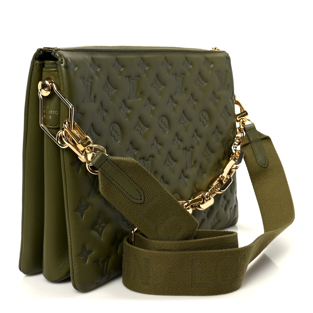 Lambskin Embossed Monogram Coussin MM Khaki