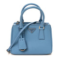 Saffiano Lux Micro Galleria Double Zip Tote Turchese