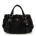 Tessuto Nylon Gaufre Shopping Satchel Black