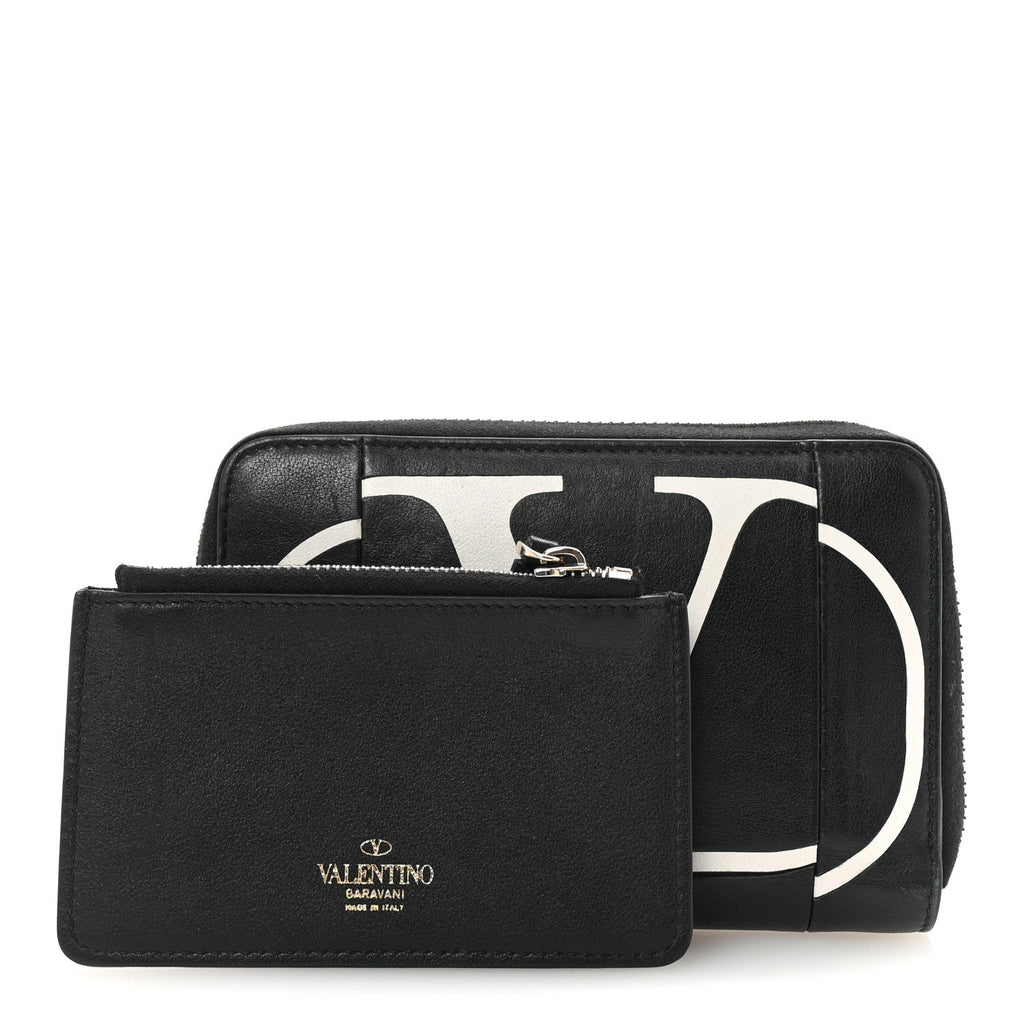 Calfskin Go Logo Zip Around Wallet Black