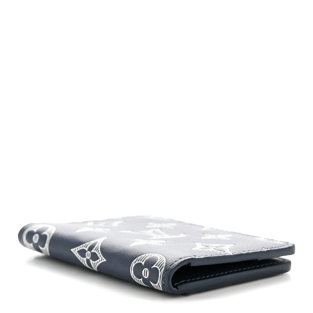 Calfskin Monogram Shadow Pocket Organizer Navy Blue White