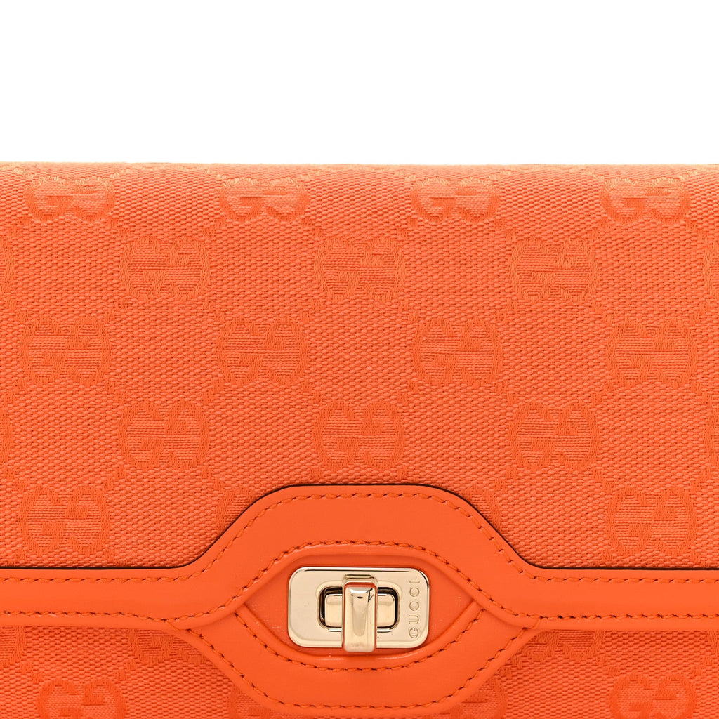 GG Monogram Textured Dollar Calfskin Small Luce Shoulder Bag Orange
