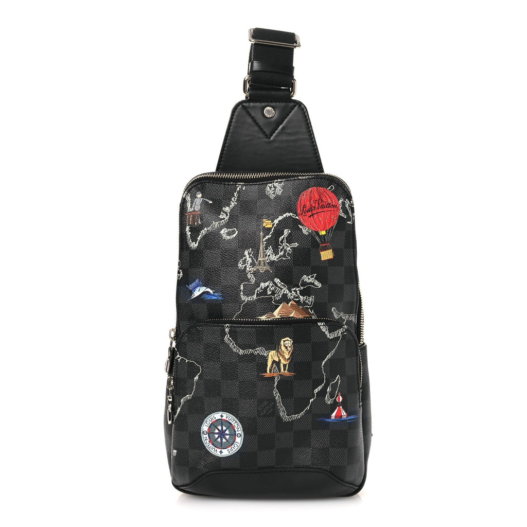 Damier Graphite World Map Avenue Sling Backpack