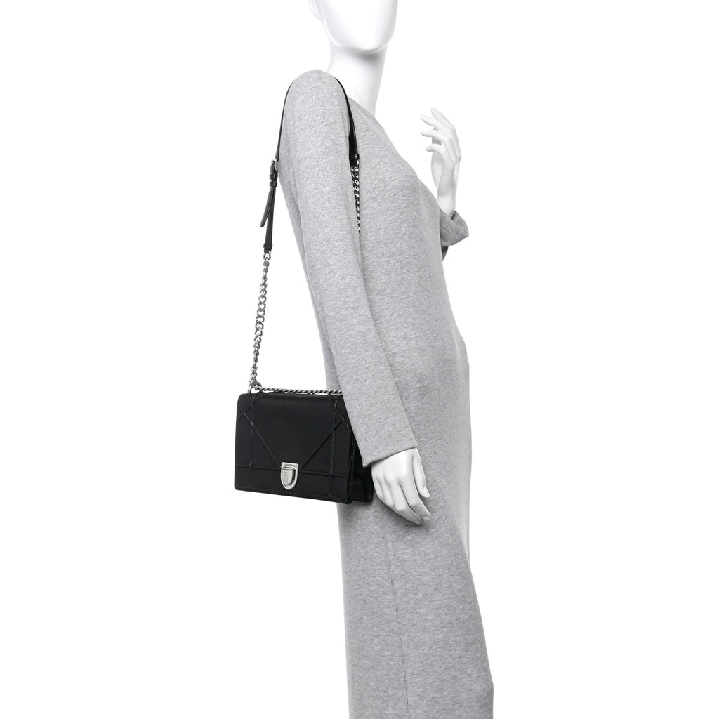 Lambskin Medium Diorama Flap Bag Black