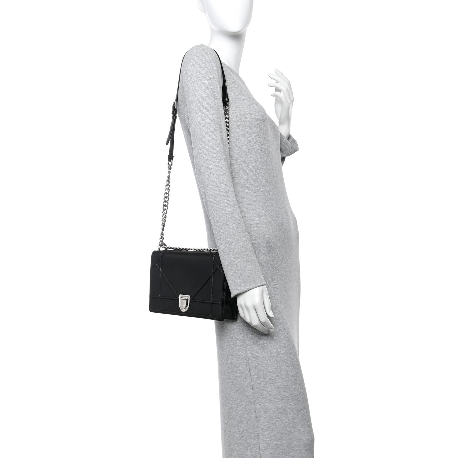 Lambskin Medium Diorama Flap Bag Black