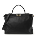 Calfskin Calf Hair Leopard Print Large Peekaboo Iconic Satchel Black