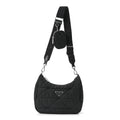 Re-Nylon Triangle Padded Patchwork Shoulder Bag Black