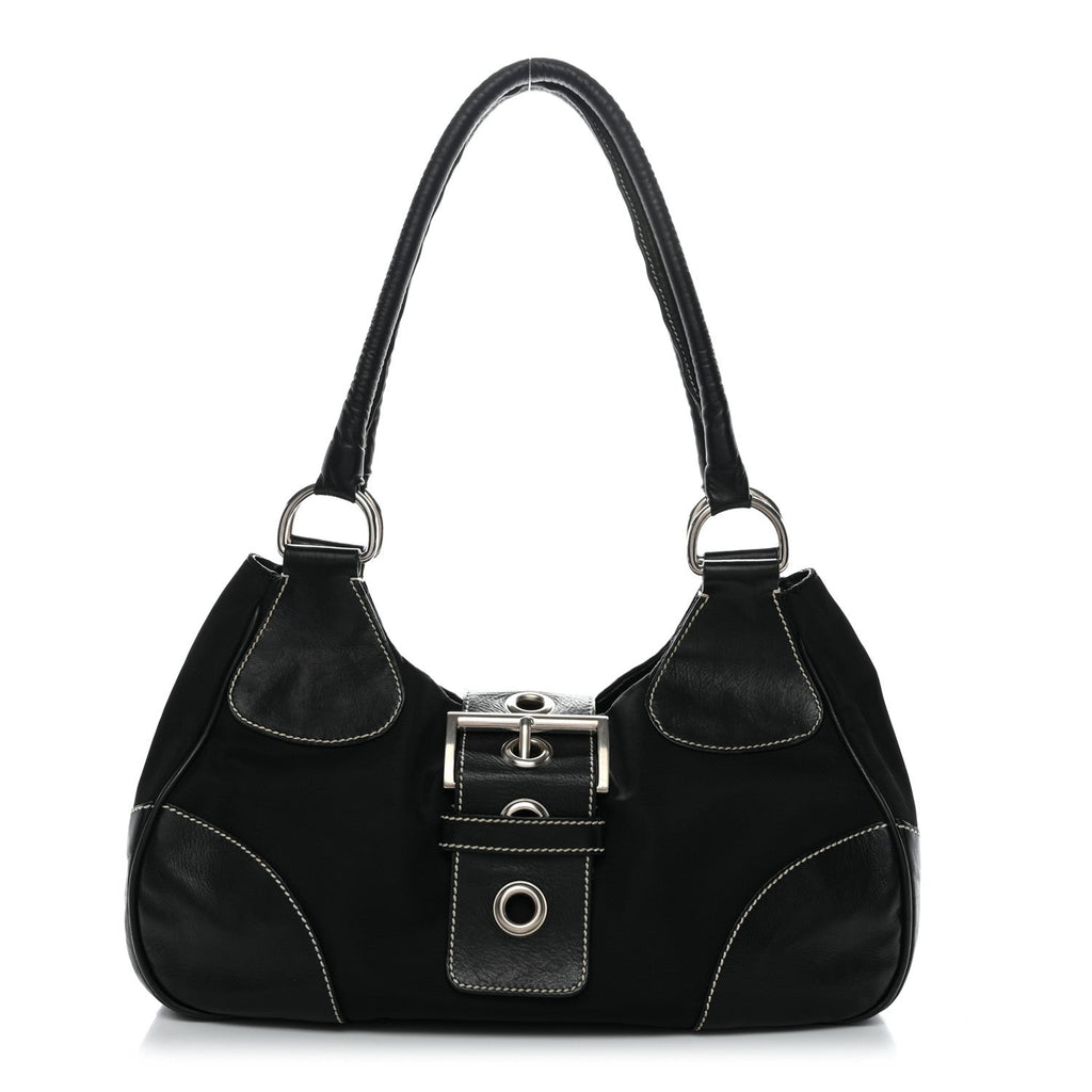 Tessuto Nylon Moon Shoulder Bag Black
