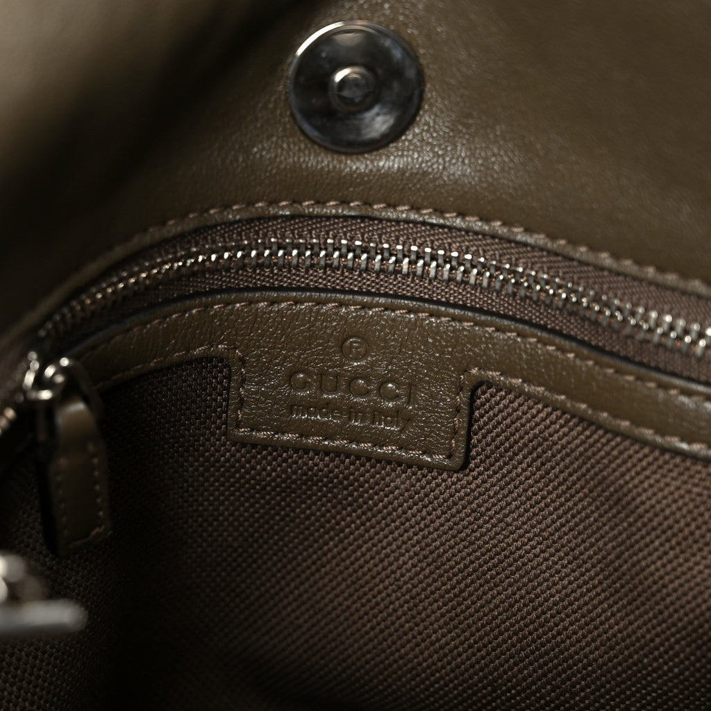 Sakai Be Green Calfskin Diagonal Stitched Small Blondie Tote Craclet Brown
