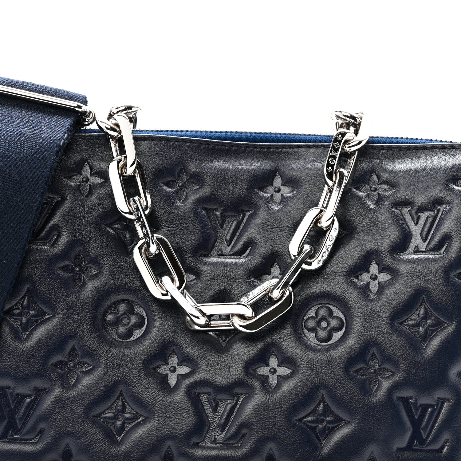 Lambskin Embossed Monogram Coussin PM Navy