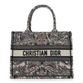 Canvas Embroidered Medium Book Tote White Multicolor