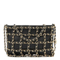 Lambskin Chain Frame Shoulder Bag Black