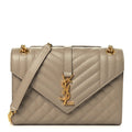 Grain De Poudre Textured Mixed Matelasse Medium Triquilt Monogram Satchel Dusty Grey