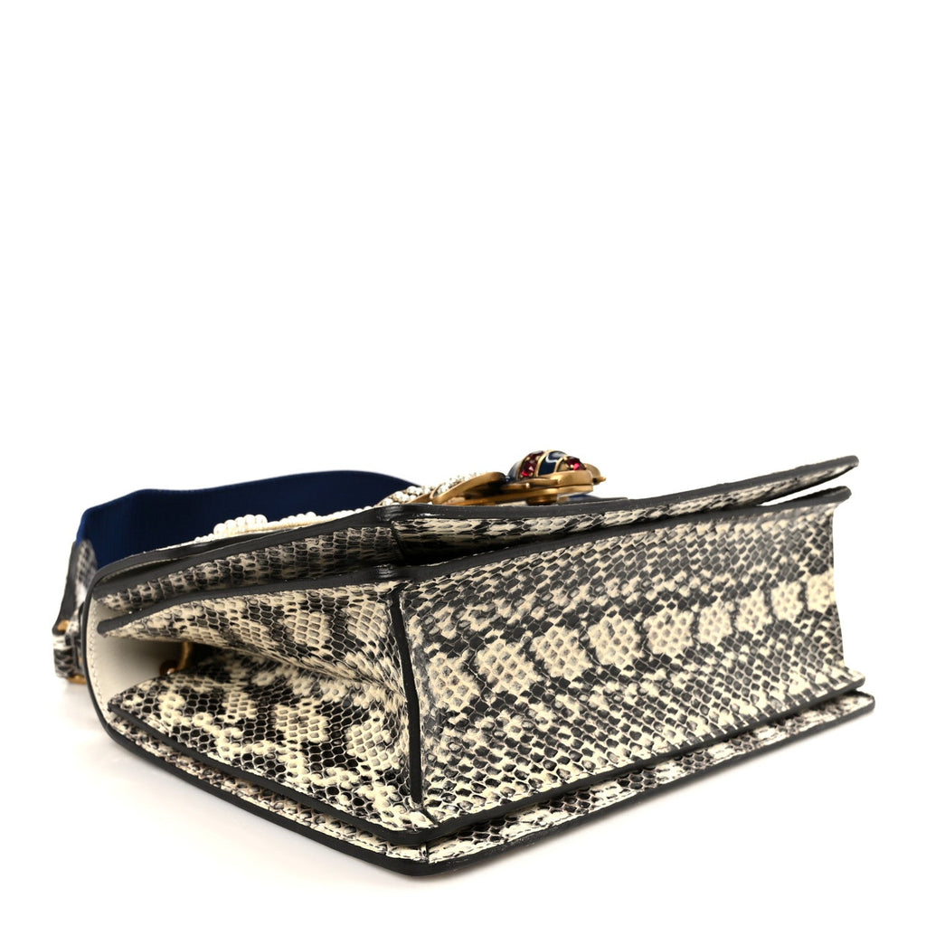 Snakeskin Sylvie Web Small Queen Margaret Top Handle Bag Roccia Natural