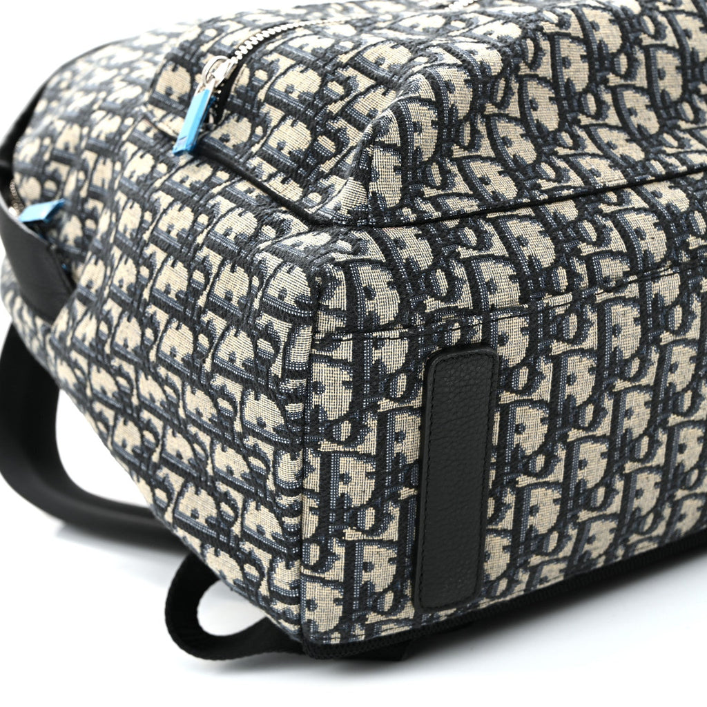Oblique Calfskin Rider Backpack Beige Black