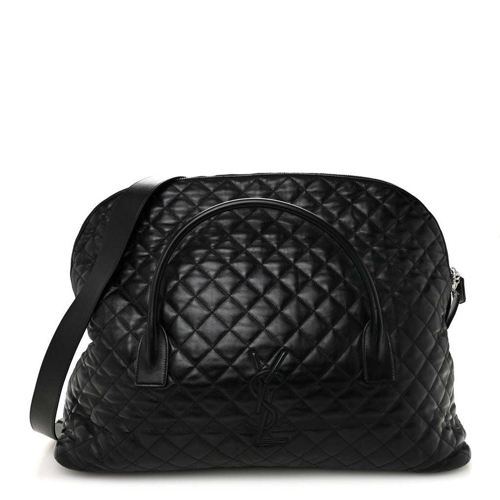 Calfskin Quilted ES Giant Travel Bag Black