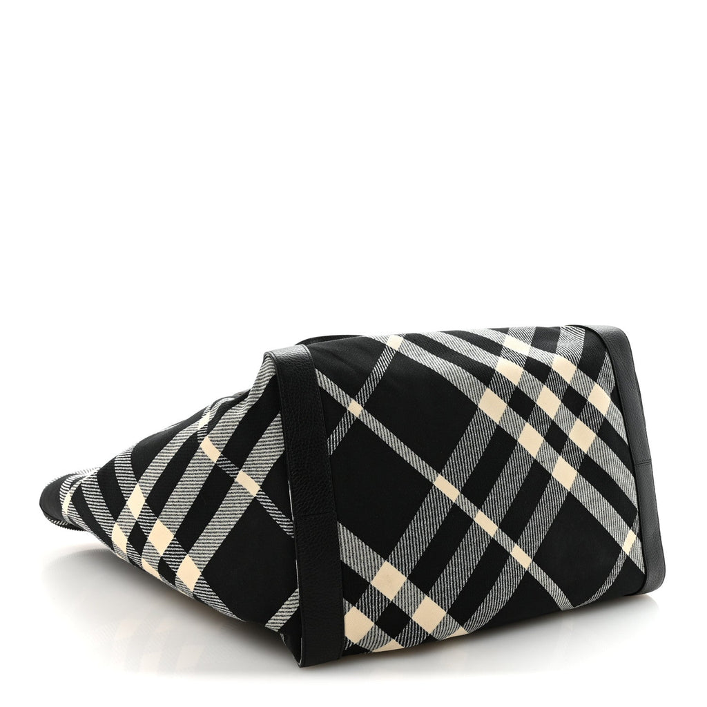 Jacquard Check Festival Tote Black White