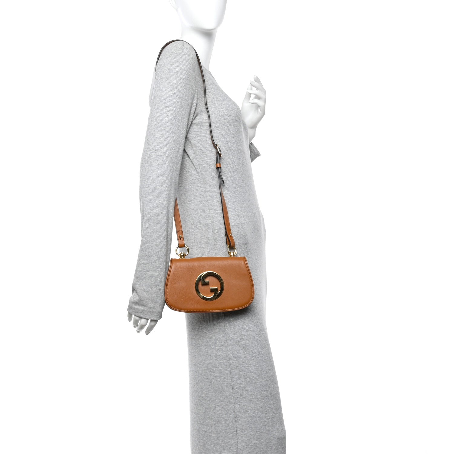 Roxy Calfskin Web Mini Blondie Shoulder Bag Cognac