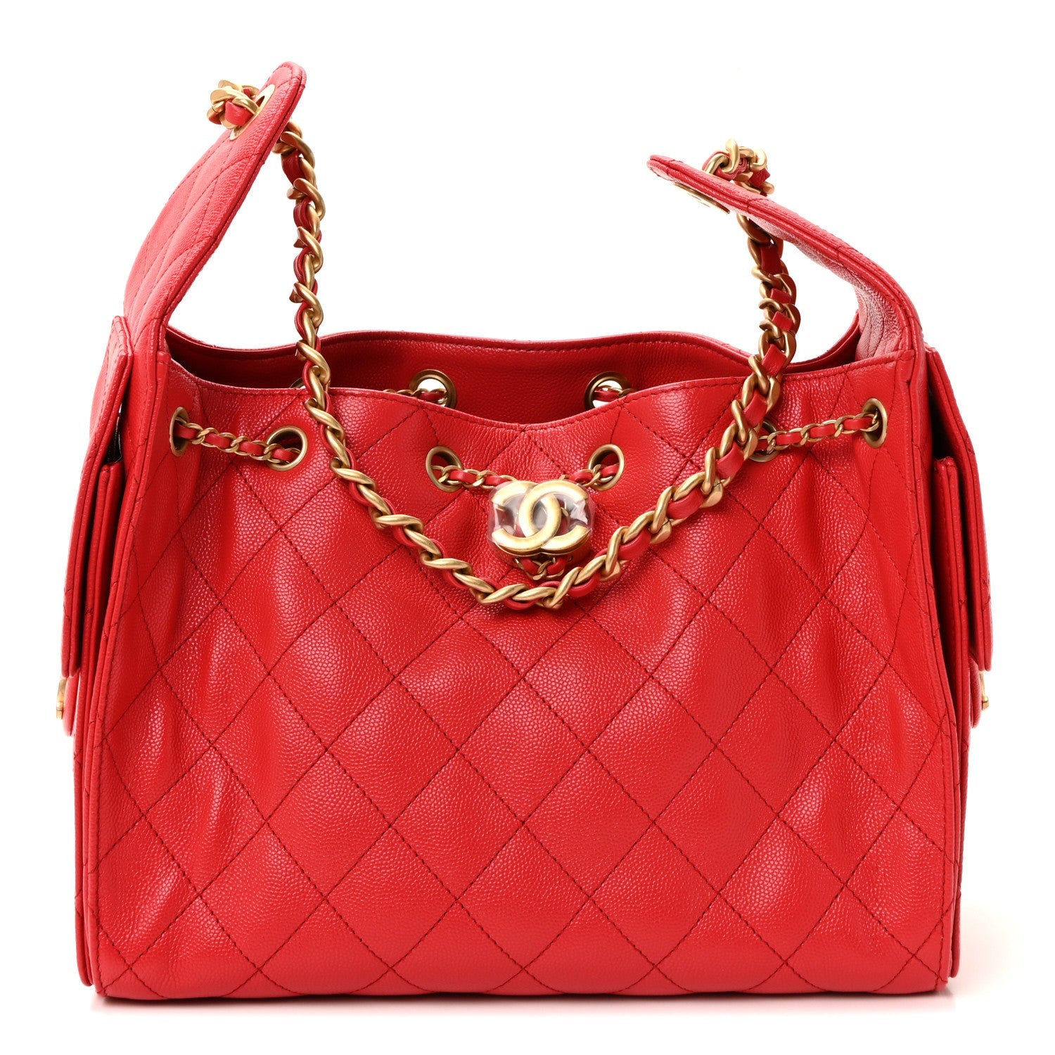 Caviar Quilted Small Chanel 25 Handbag Dark Red