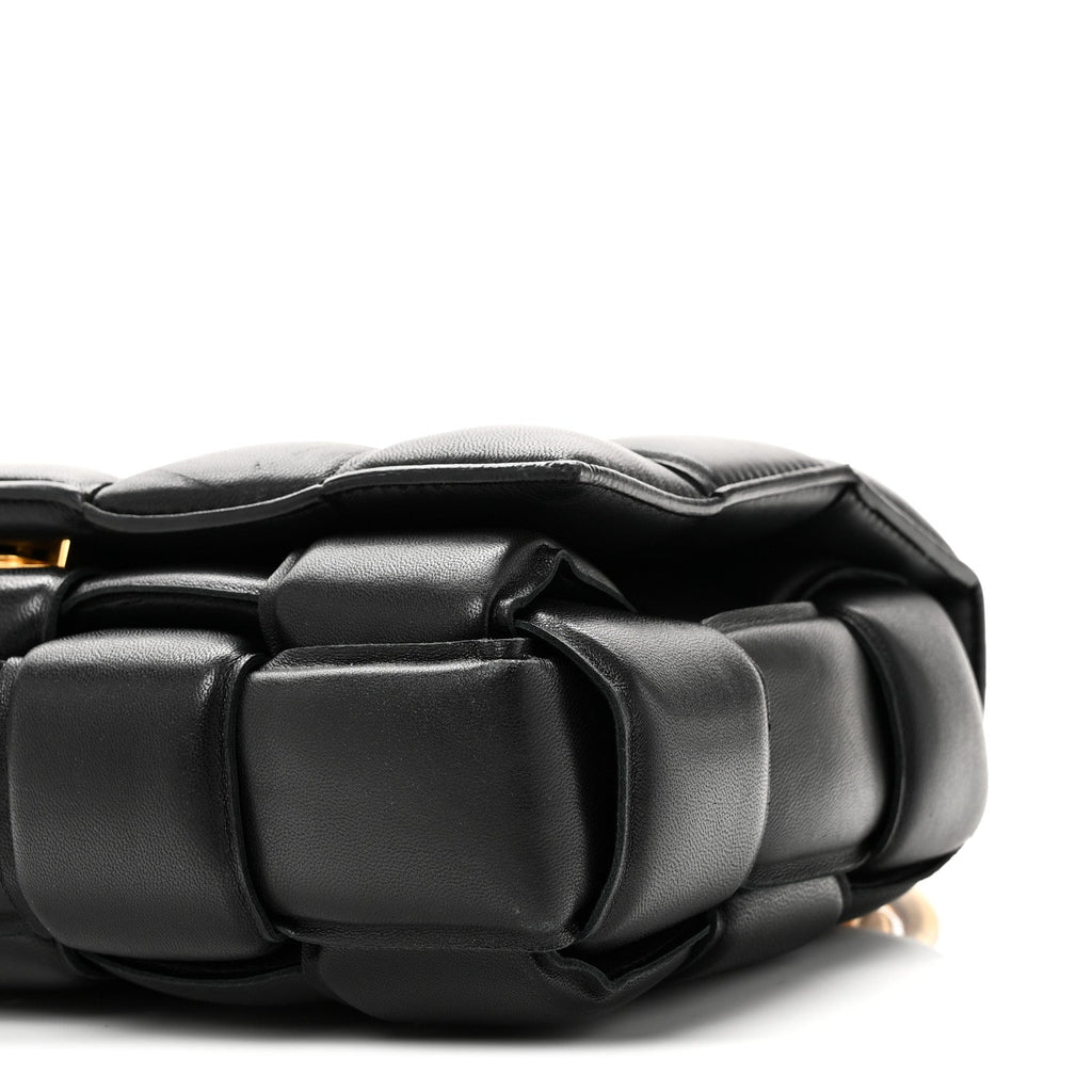 Lambskin Maxi Intreccio Padded Chain Cassette Crossbody Bag Black