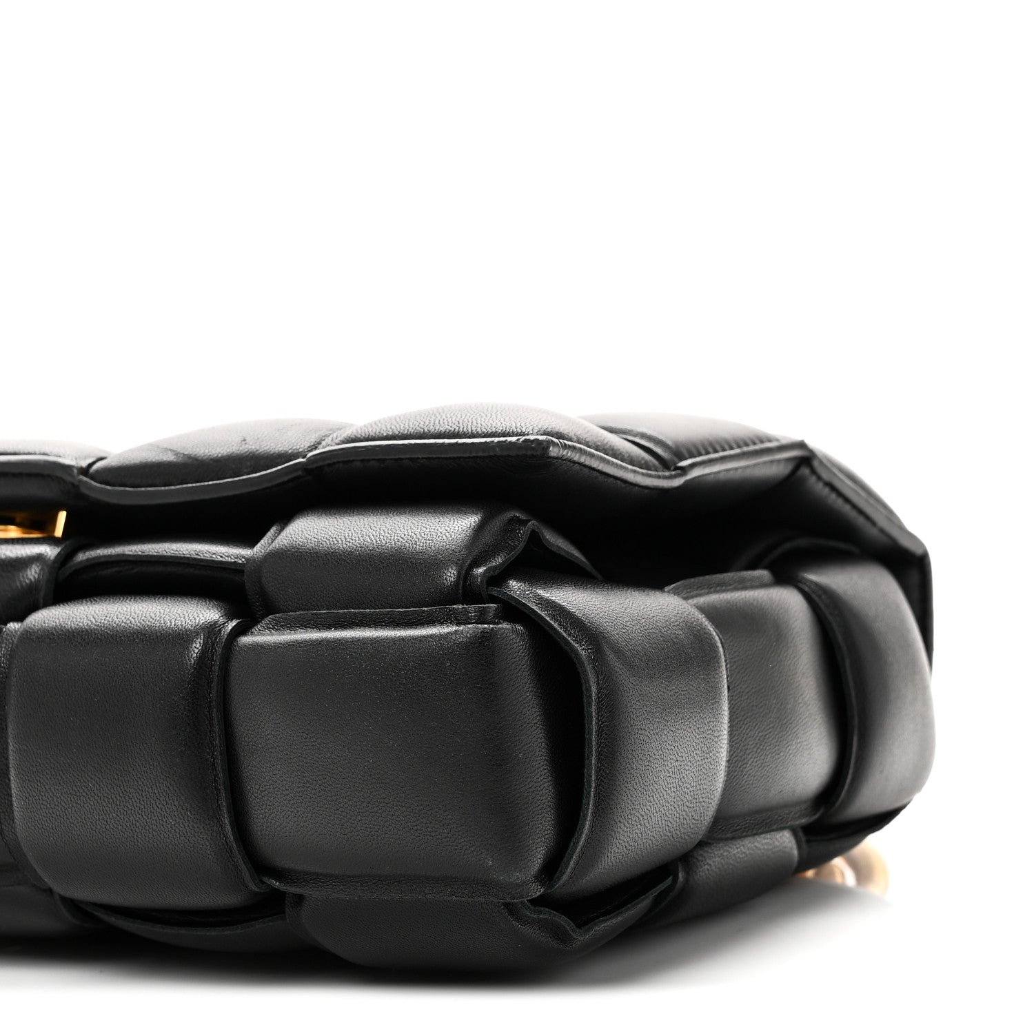 Lambskin Maxi Intreccio Padded Chain Cassette Crossbody Bag Black