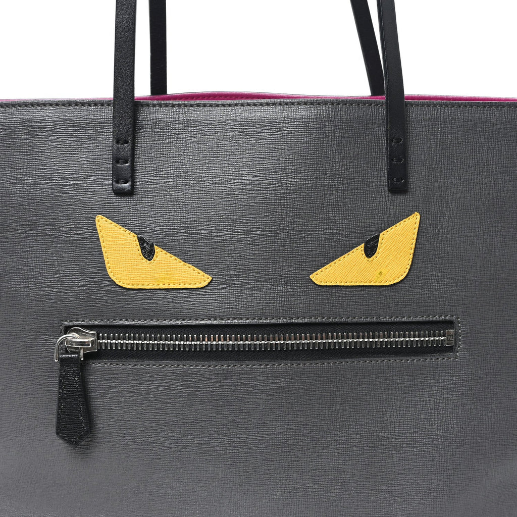 Vitello Elite Cuoio Monster Buggies Medium Roll Tote Carbone Black Multicolor Magenta