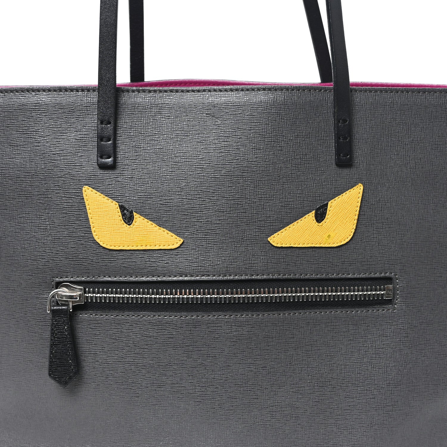 Vitello Elite Cuoio Monster Buggies Medium Roll Tote Carbone Black Multicolor Magenta