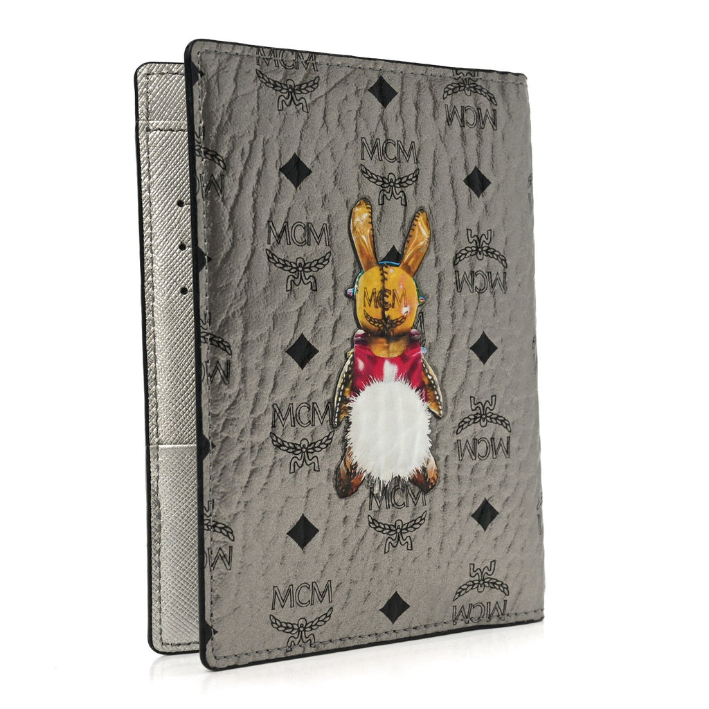 Metallic Visetos Rabbit Passport Holder Silver