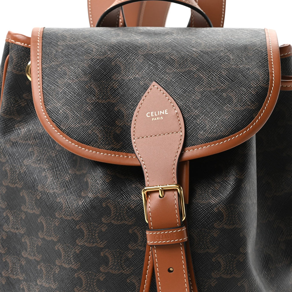Triomphe Canvas Calfskin Folco Backpack Tan