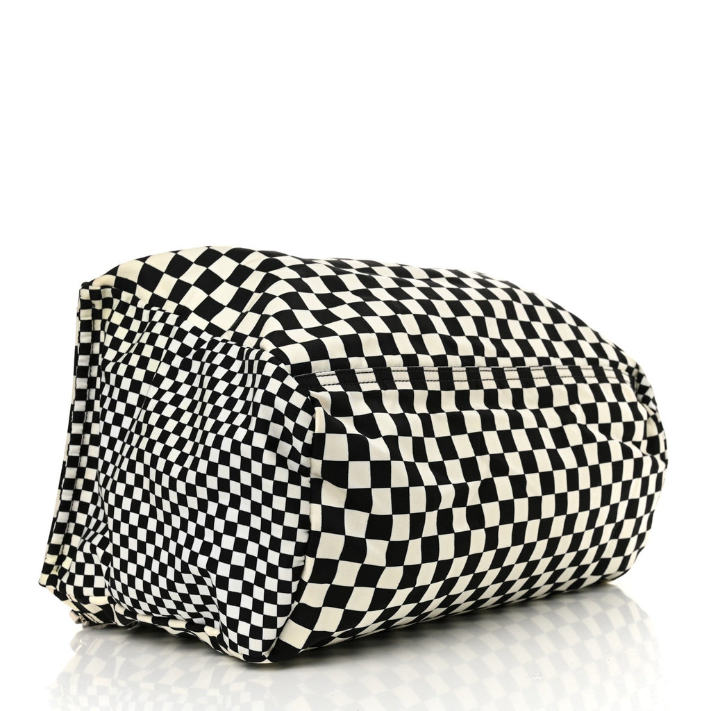 Nylon Checker Print Large Pandora Black White