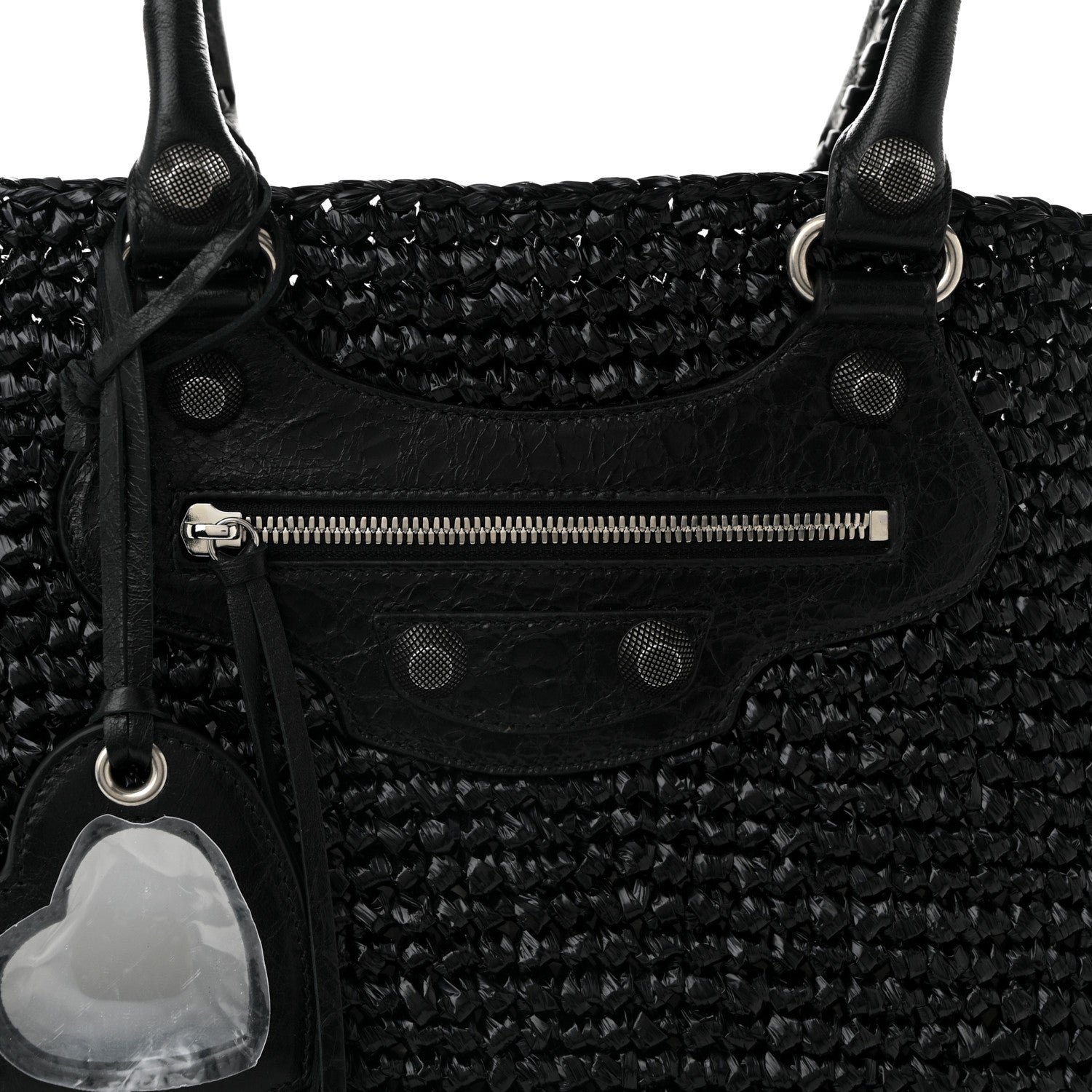 Raffia Woven Large Le Cagole Panier Tote Black