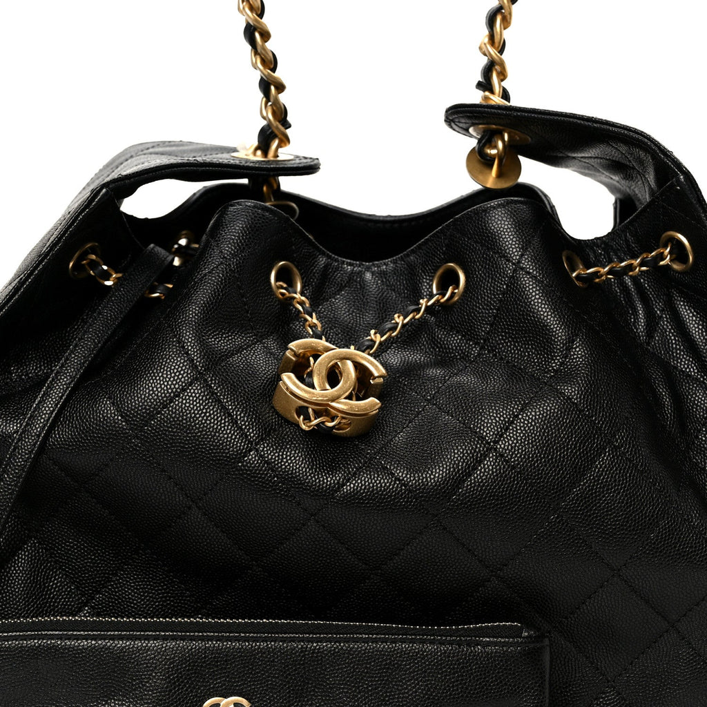Caviar Quilted Medium Chanel 25 Handbag Black