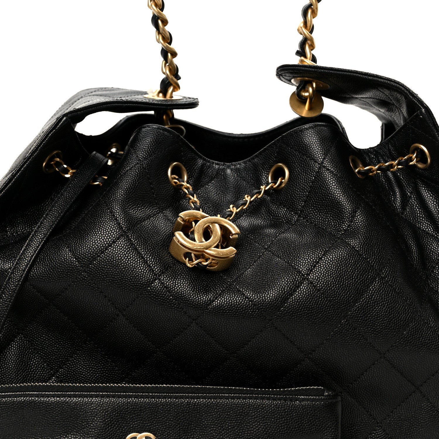 Caviar Quilted Medium Chanel 25 Handbag Black