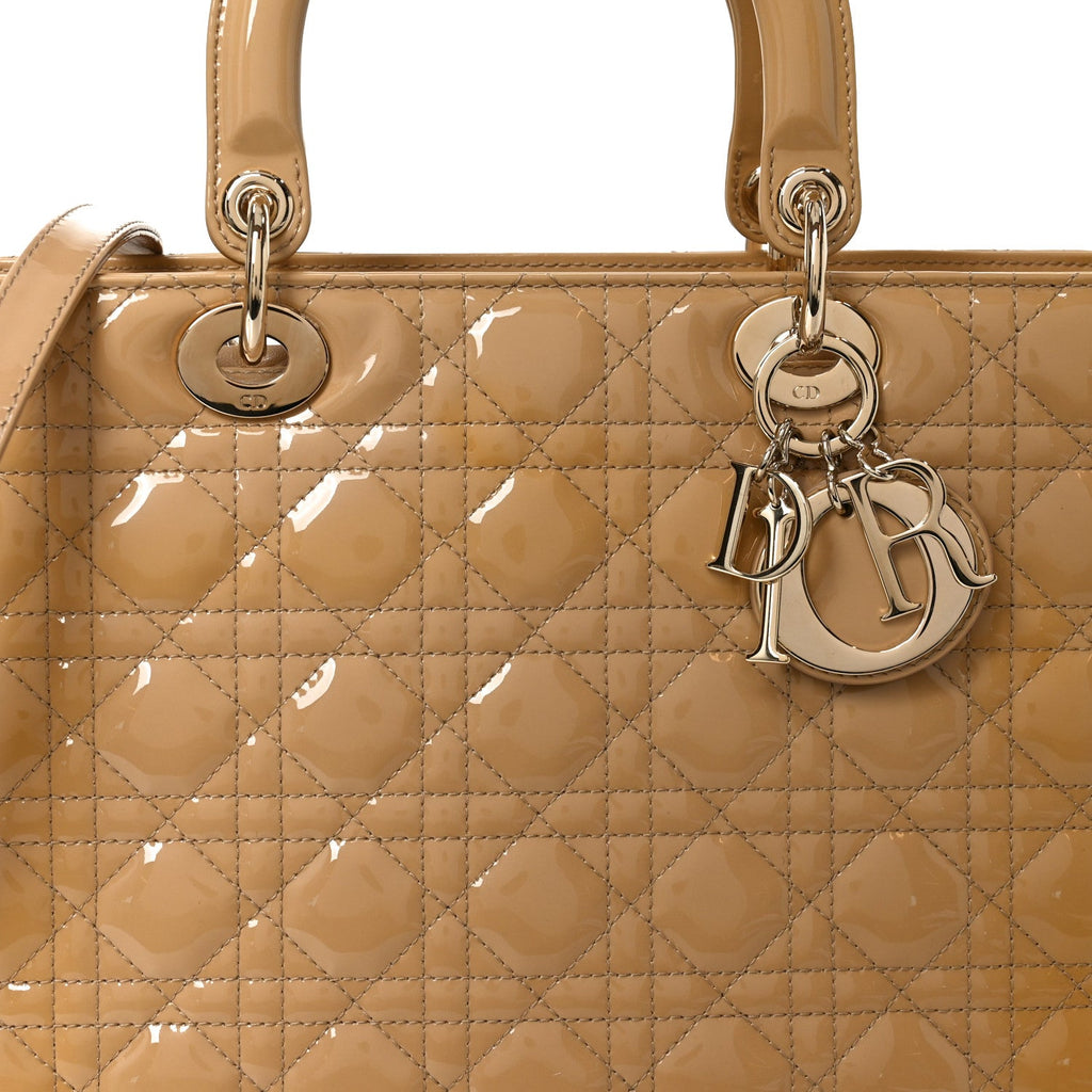 Patent Cannage Large Lady Dior Beige