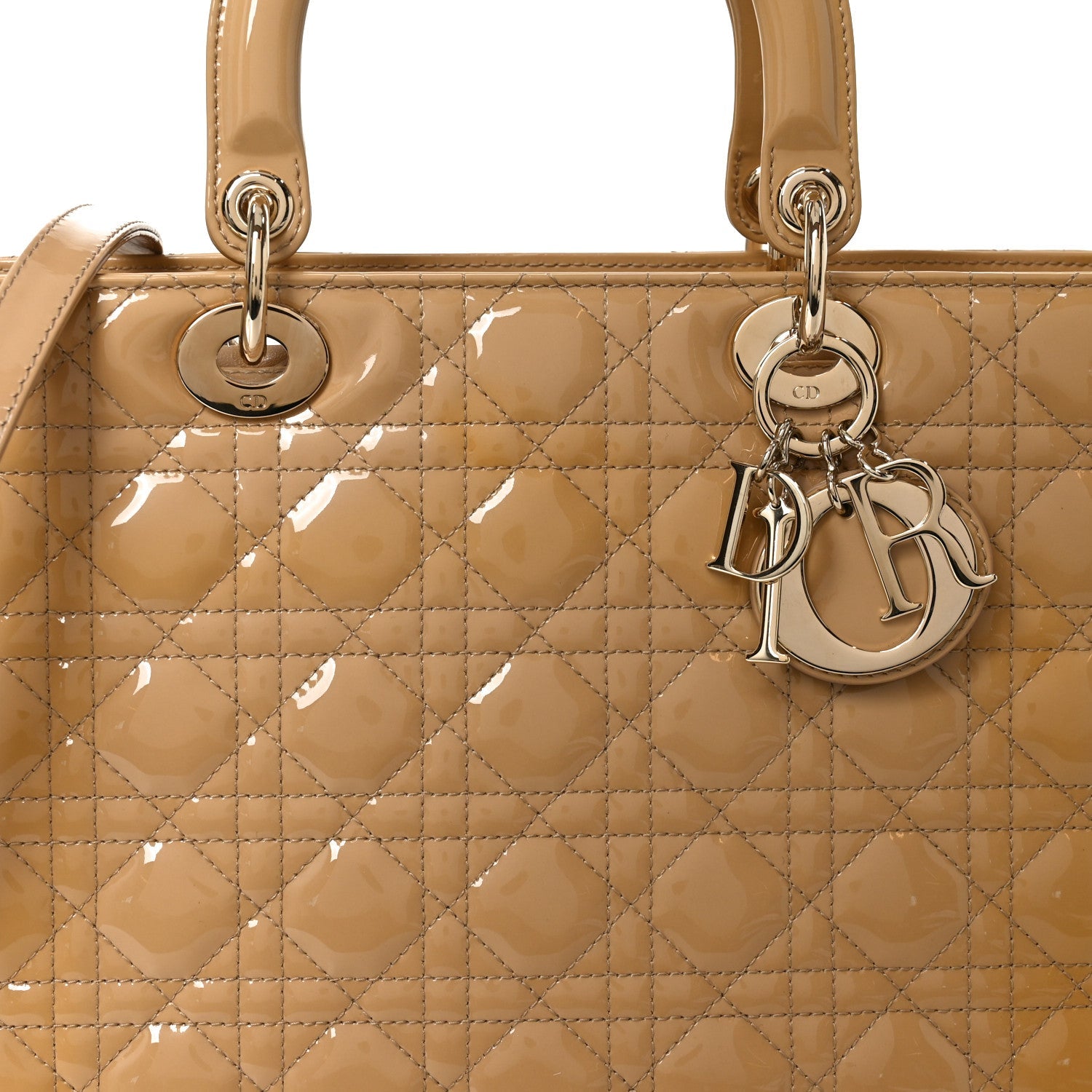 Patent Cannage Large Lady Dior Beige