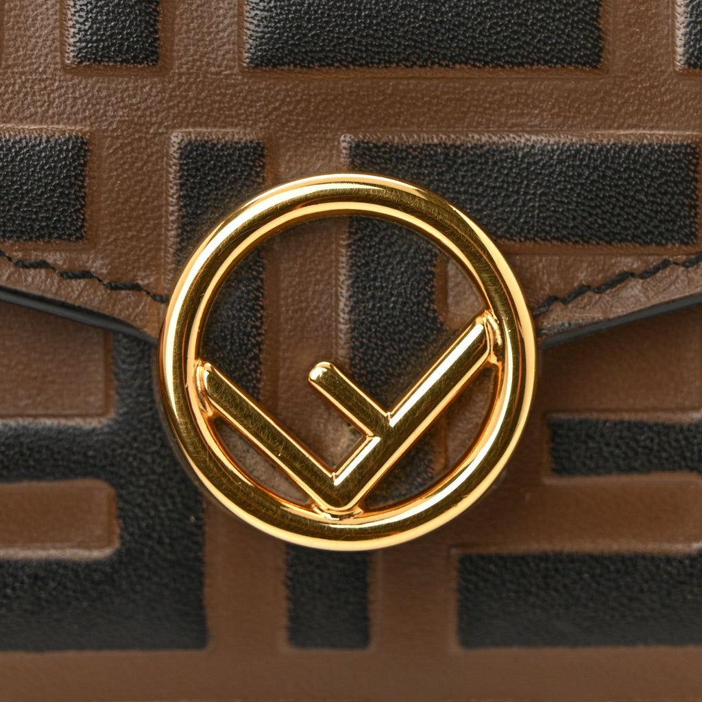 Vitello Soft F is Fendi Bi-Color FF 1974 Embossed Continental Envelope Wallet On Chain Maya Black