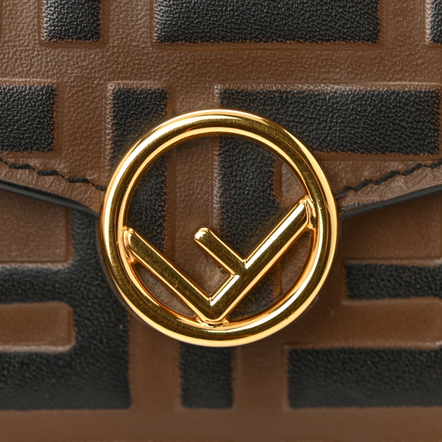 Vitello Soft F is Fendi Bi-Color FF 1974 Embossed Continental Envelope Wallet On Chain Maya Black